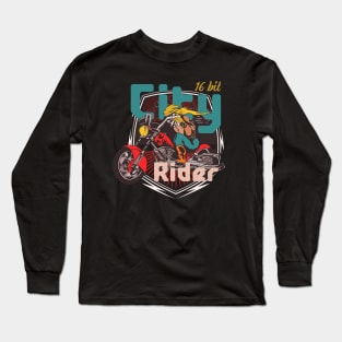 City rider retro video game 16 bit cartridge Long Sleeve T-Shirt